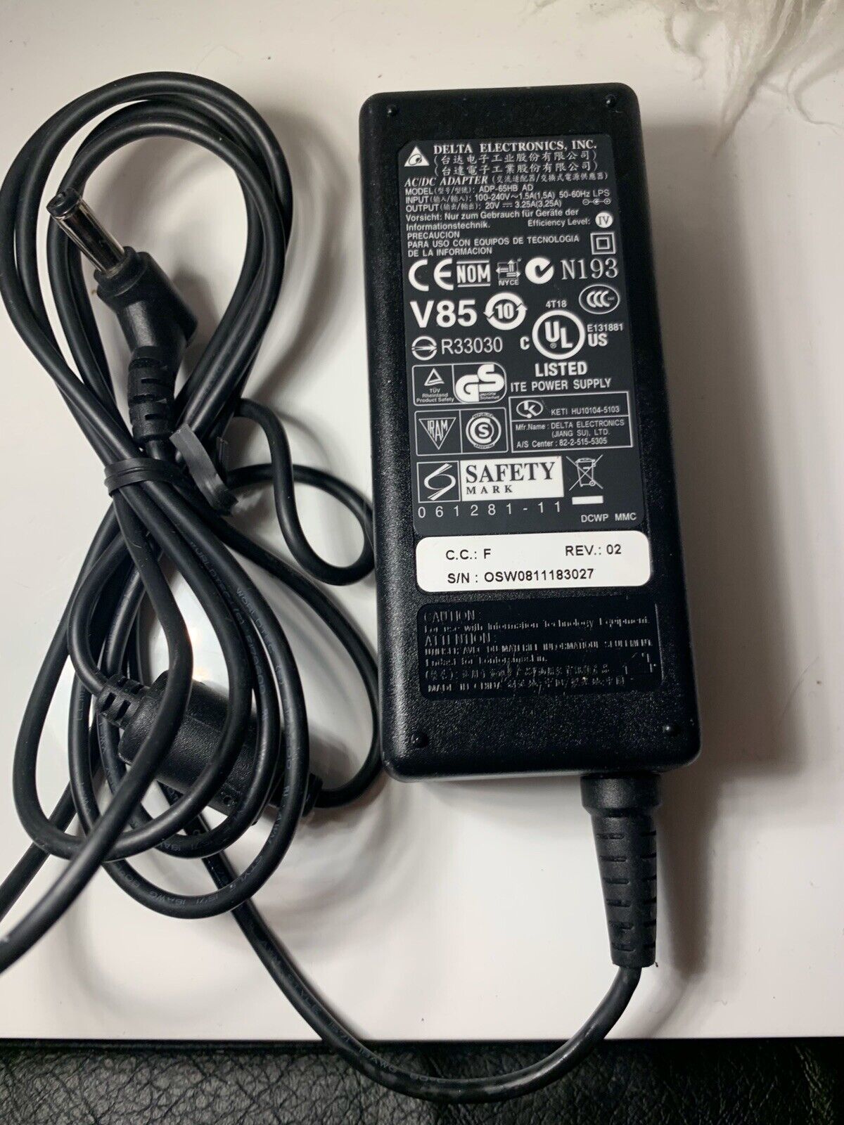 *Brand NEW* Delta Electronics ADP-65HB AD 20V 3.25A AC Adapter POWER Supply - Click Image to Close
